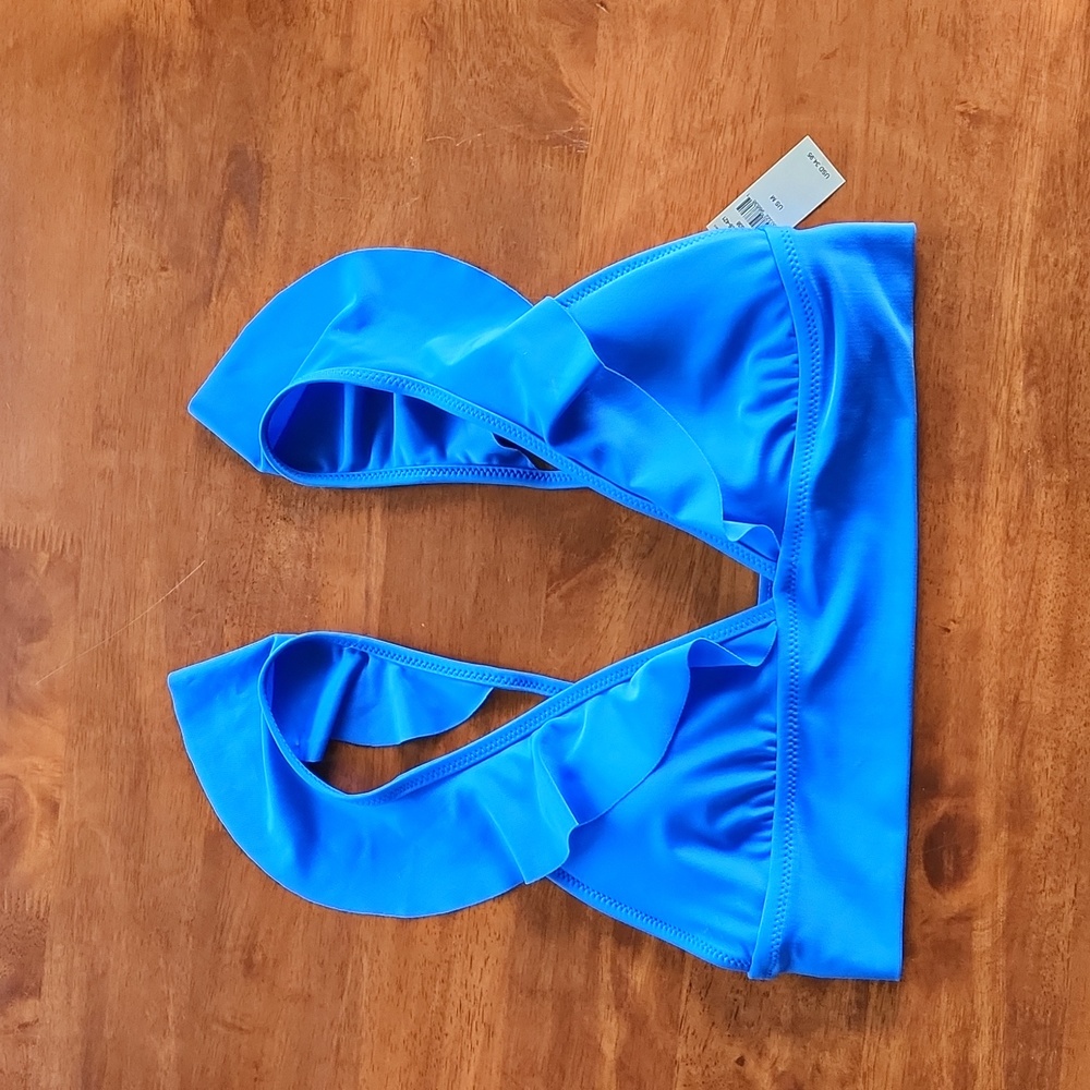Aerie Size M Blue Ruffle Bikini Top
